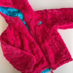 The North Face Reversible Shaggy Blue/Pink Zip Up Jacket